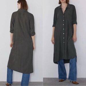 Zara green button up Dress size xl